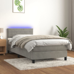 Kontinentaalvoodi madrats ja led, helehall, 80x200 cm, samet