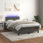 Kontinentaalvoodi madrats ja led, tumehall, 120x200 cm, samet