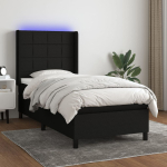 Kontinentaalvoodi madrats ja led, must, 80x200 cm, kangas