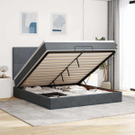 Ottomani voodiraam madratsitega, tumehall, 200x200 cm, samet