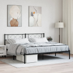 Metallist voodiraam peatsiga, must, 180 x 200 cm
