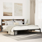 Metallist voodiraam ilma madratsita suitsutatud tamm 193x203 cm
