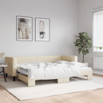 Diivanvoodi v&auml;ljat&otilde;mmatava osaga, kreemjas, 80x200 cm, kangas