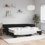 Diivanvoodi v&auml;ljat&otilde;mmatava osaga, must, 90x200 cm, samet