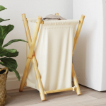 Vidaxl pesukorv, kreemjasvalge, 41,5 x 36 x 63,5 cm, bambus