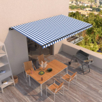 Automaatselt sisset&otilde;mmatav varikatus 500x350 cm sinine ja valge