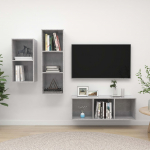 3-osaline telerikappide komplekt, betoonhall, puitlaastplaat