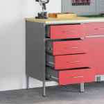 T&ouml;&ouml;laud punane ja hall 50 x 55 x 85 cm t&ouml;&ouml;deldud puit ja teras