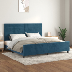 Voodiraam ilma madratsita tumesinine 200x200 cm samet