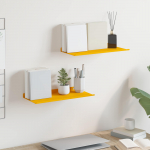 Seinariiul riiuliga 2 pcs kollane sinep 40 x 18 x 2,5 cm