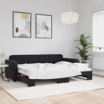 Diivanvoodi v&auml;ljat&otilde;mmatava osaga, must, 80x200 cm, samet