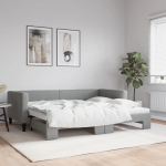 Diivanvoodi v&auml;ljat&otilde;mmatava osaga, helehall, 90x200 cm, kangas