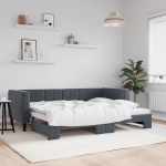 Diivanvoodi v&auml;ljat&otilde;mmatava osaga, tumehall, 80x200 cm samet