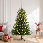 Kunstkuusk koos j&otilde;ulukuuliga 120 cm 150 led-i soe valge