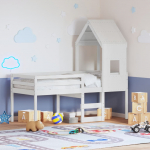 K&otilde;rge voodi, katusega, valge, 90 x 200 cm, m&auml;nnipuit
