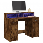 Kirjutuslaud led-tuledega, suitsutatud tamm, 120x55x91 cm