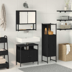 Vannitoa m&ouml;&ouml;bleset riiuliga ladustamisega 3 pcs must tehispuit