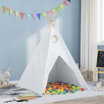 Teepee telk valge 120 x 120 x 150 cm kangas ja plastik