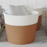 Hoiukorvid 2 tk, pruun ja valge, &oslash;24 x 18 cm, puuvill