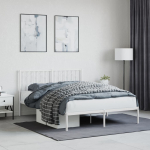 Metallist voodiraam peatsiga, valge, 135x190 cm