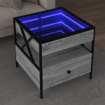 Kohvilaud led-tuledega, hall sonoma tamm, 50x50x51 cm