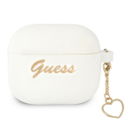Guess GUA3LSCHSH AirPods 3 cover white/white Silicone Charm Heart Collection