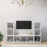 Telerikapid 3 tk k&otilde;rgl&auml;ikega valge 107x35x37 cm puitlaastplaat