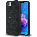 Guess PU Leather 4G Colored Ring Case with MagSafe for iPhone 16e - Black