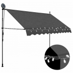 K&auml;sitsi sisset&otilde;mmatav varikatus, led-tulega, 250 cm, antratsiit