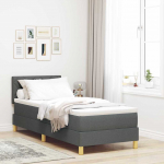 Led box spring voodi madratsiga tumehall 80 x 200 cm kangas