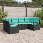 Diivanikomplekt padjaga 6 pcs must pol&uuml; rattan