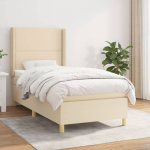 Kontinentaalvoodi madratsiga, kreemjas, 90x200 cm, kangas