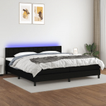 Kontinentaalvoodi madrats ja led, must, 200x200 cm, kangas