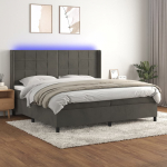 Kontinentaalvoodi madrats ja led, tumehall, 200x200 cm, samet