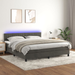 Kontinentaalvoodi madrats ja led, tumehall, 160x200 cm, samet