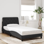 Voodiraam ilma madratsita must 100x200 cm samet