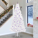 Tehisj&otilde;ulupuu koos 300 led-iga valge 300 cm pvc ja teras
