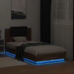 Voodiraam peatsi ja led-tuledega, pruun tamm, 75x190 cm
