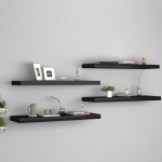 Seinariiulid, 4 tk, must, 80 x 23,5 x 3,8 cm mdf