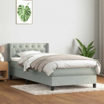 Box vedruvoodi madratsiga helehall 80x210 cm samet