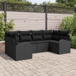 Aia diivanikomplekt padjaga 6 pcs must pol&uuml; rattan