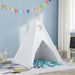 Teepee telk valge 120 x 120 x 150 cm kangas ja plastik