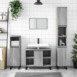 Vannitoakapp, hall sonoma tamm, 80 x 33 x 60 cm, tehispuit