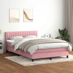 Kontinentaalvoodi madrats ja led roosa 160x220 cm samet