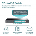 Switch|TP-LINK|Desktop/pedestal|28x10Base-T / 100Base-TX / 1000Base-T|PoE+ ports 24|250 Watts|TL-SG1428PE - 6935364072209