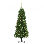 Valgustatud kunstkuusk kuulidega 240 cm, roheline