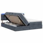 Led-iga voodiraam koos madratsiga tumehall 200 x 200 cm samet