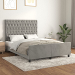 Voodiraam ilma madratsita, helehall, 140x190 cm, samet