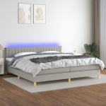 Kontinentaalvoodi madrats ja led, helehall, 200x200 cm, kangas