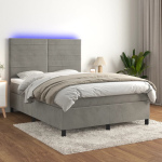 Kontinentaalvoodi madrats ja led, helehall, 140x200 cm, samet